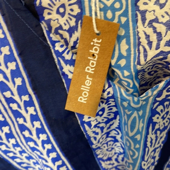 NWT Roller Rabbit Blue Striped and Patterned Tassel Caftan, Size M/L‎ - Picture 9 of 10